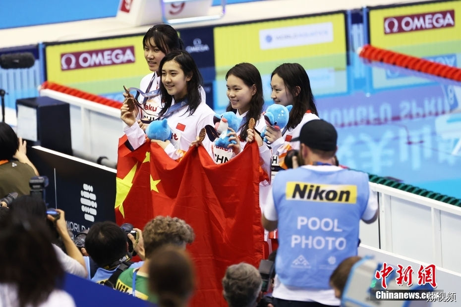 福冈游泳世锦赛：中国队摘得女子4x200米自由泳接力铜牌
