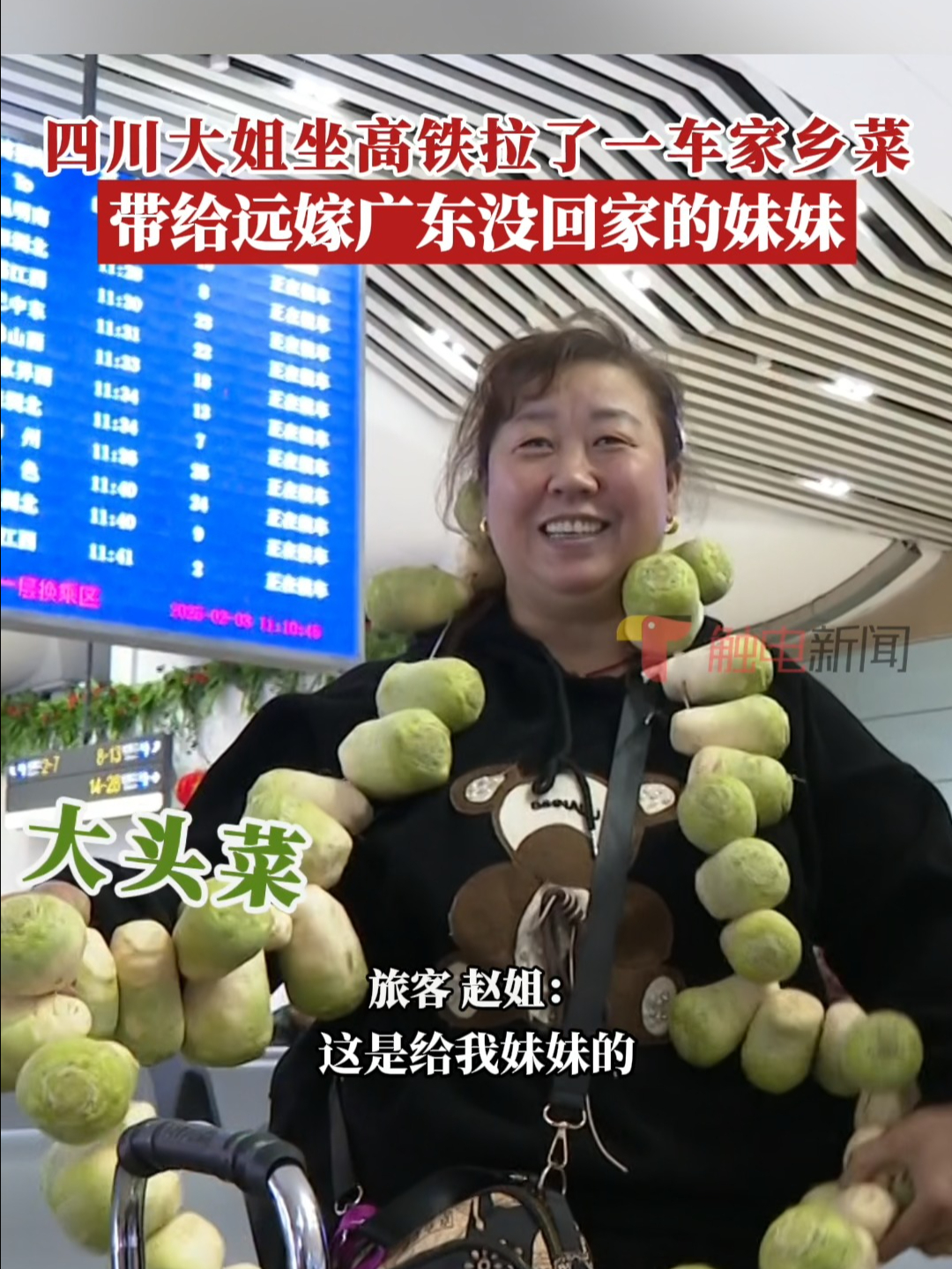 四川大姐拉了一车家乡菜坐高铁，带给远嫁广东没回家的妹妹