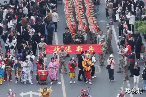 3月15日，广东揭阳举行2025上半年新兵入伍欢送活动