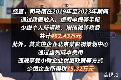 网络“大V”司马南偷税被罚超900万