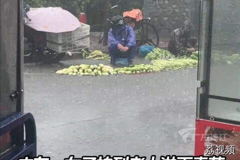广东一女子拍到老人淋雨卖菜，热心网友当即转钱清空菜摊