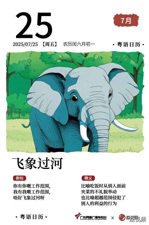 【粤语日历】2025年7月25日：飞象过河