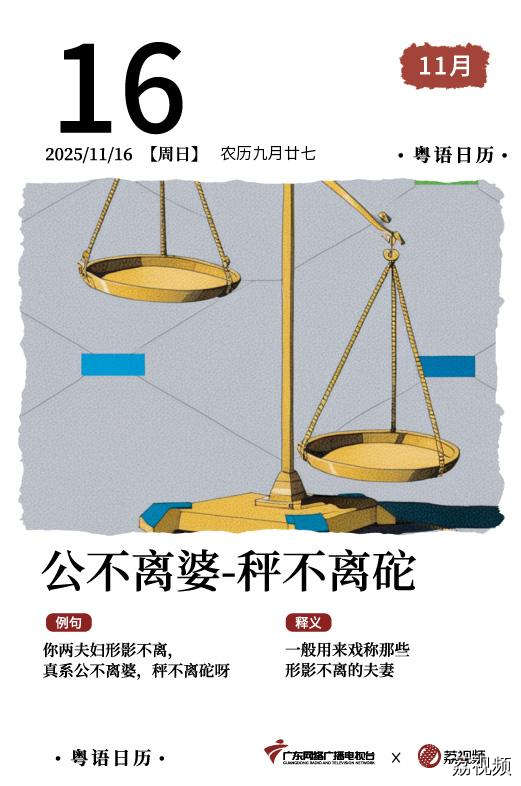 【粤语日历】2025年11月16日：公不离婆，秤不离砣