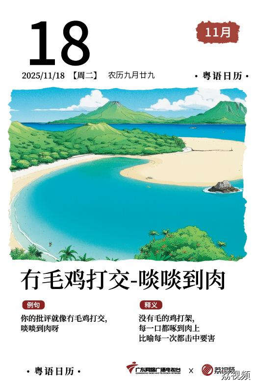 【粤语日历】2025年11月18日：冇毛鸡打交，
啖啖到肉